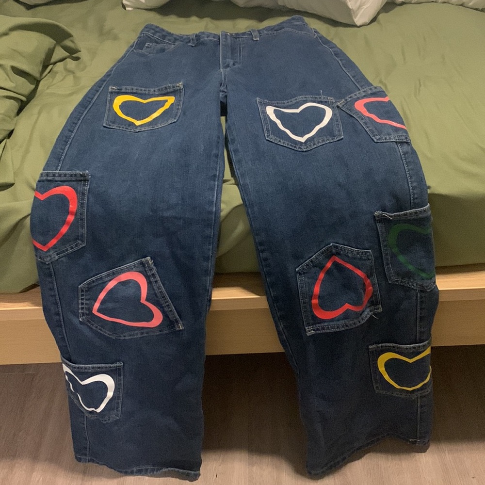 very cute aesthetic heart pants size small variety of colors